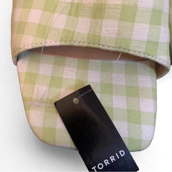 NWT Torrid Light Green Gingham Square Toe Mules | 8.5 WW - Picture 3 of 5